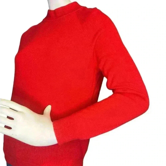 Draper’s & Damons Red Mock Neck Sweater, Back Acrylic Quarter Zipper Size PM. - Picture 3 of 11